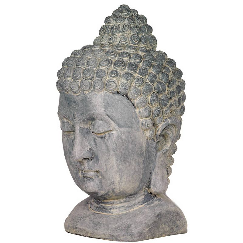 John Timberland Asian Zen Outdoor Statue 18 1/2" High Meditating Buddha Head Bust Sculpture for Yard Garden Patio Deck Home