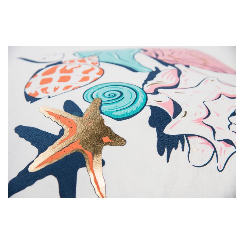 18"x18" Sea Shells Square Throw Pillow Blue - Simply Southern