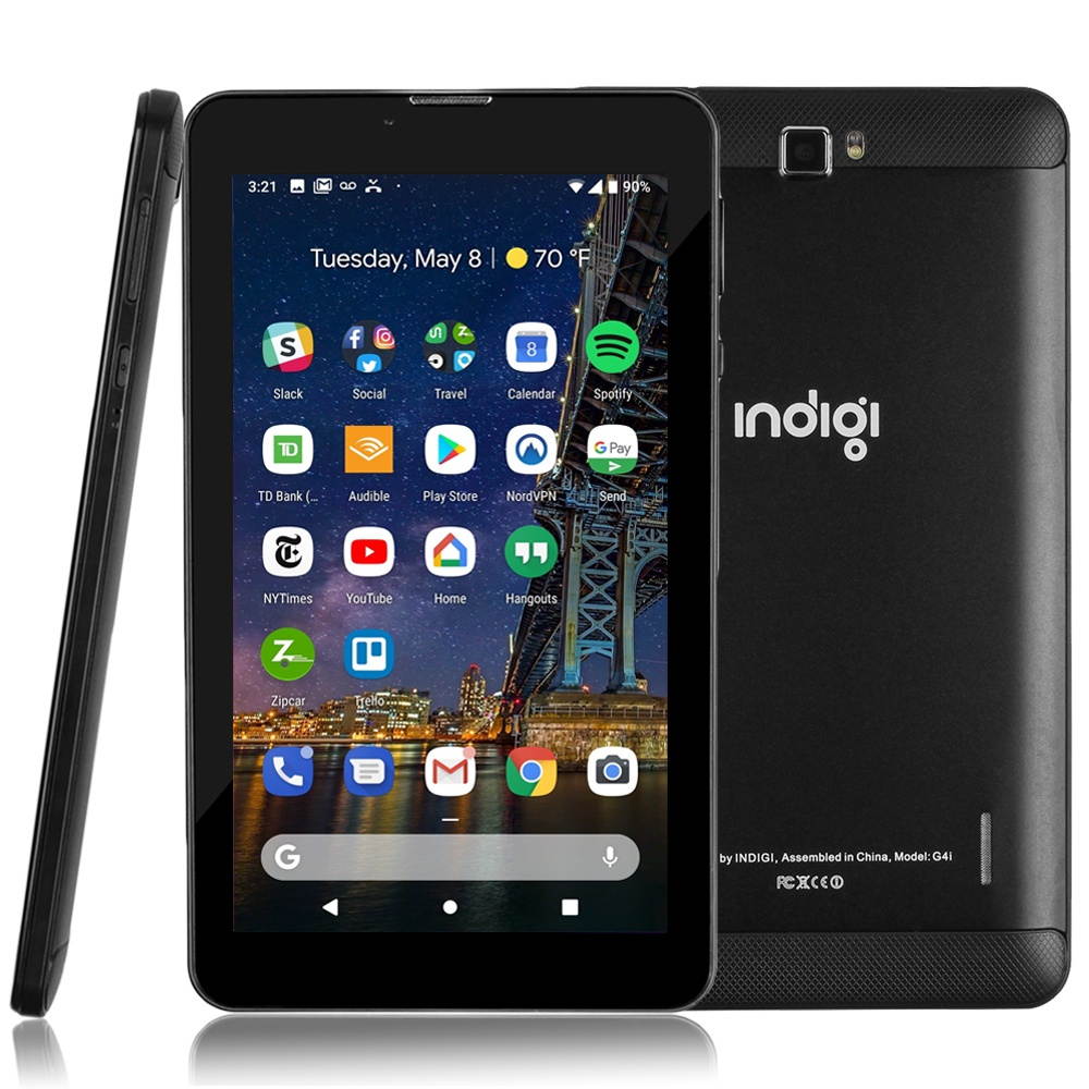 Indigi Unlocked 7.0" Tablet with Free Bluetooth headset WiFi+4G LTE Smart Phone Android 9.0 Pie- Free BH320 Bluetooth