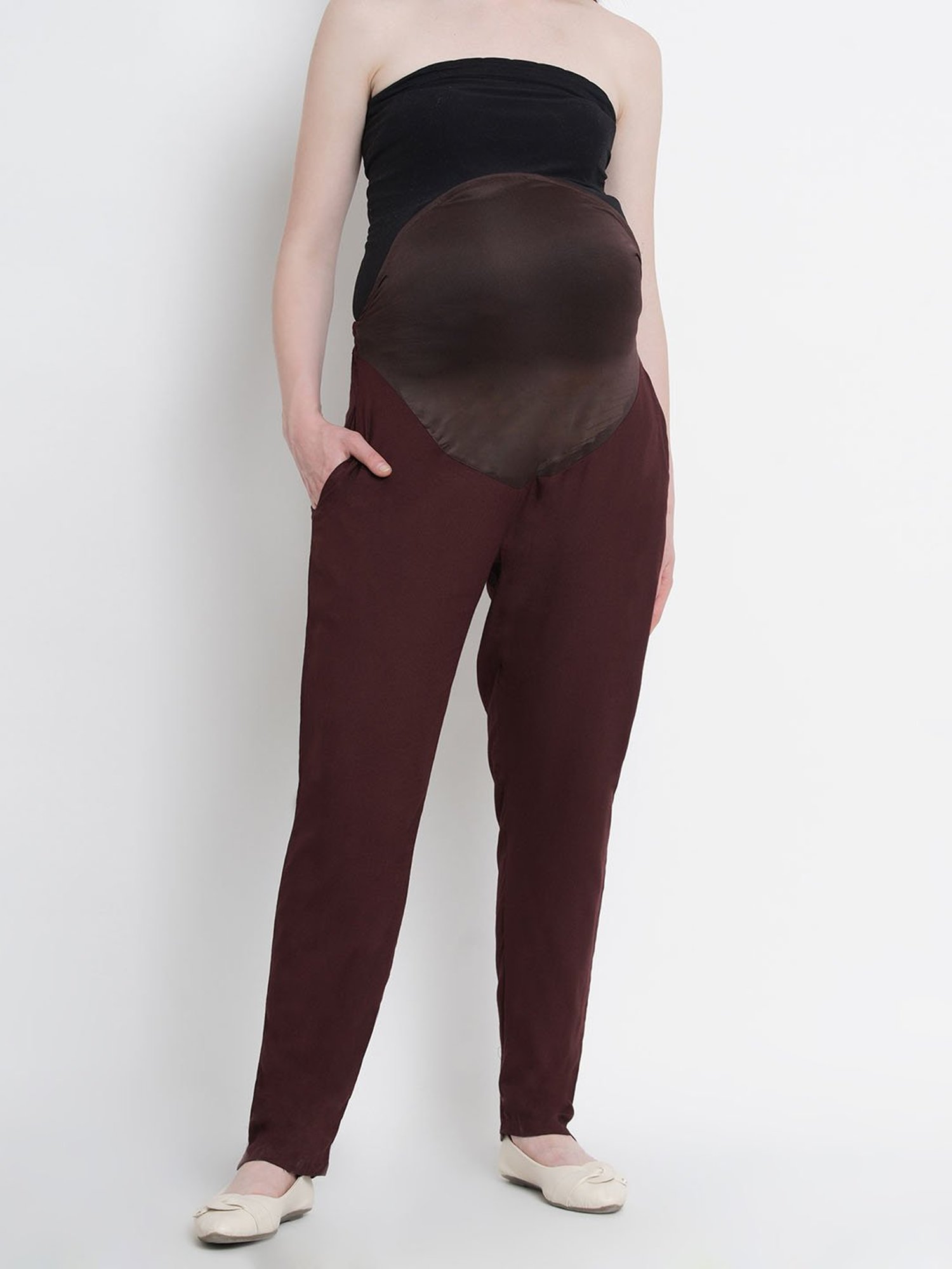 Mine4Nine Brown Maternity Pants