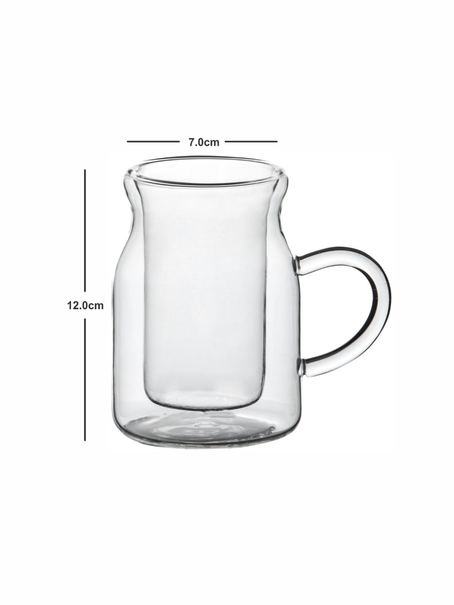 White Gold Transparent Glass Coffee Mug - Set of 2 (200ml)