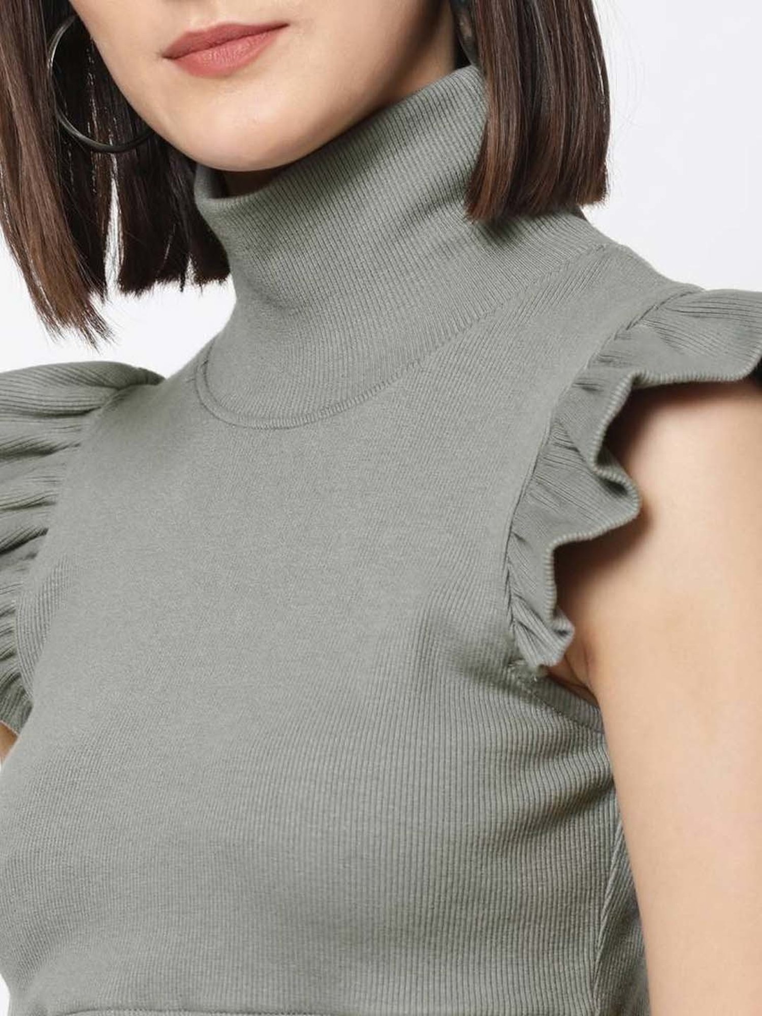 VASTRADO Grey Cotton Crop Top