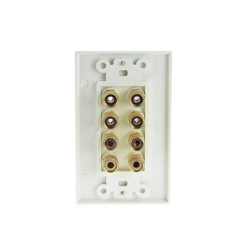 Mediabridge Speaker Wall Plate w/ Binding Posts (4 Pair) - LIMITED TIME OFFER: FREE Low Voltage Metal Mounting Bracket (1-Gang) Binding Post 2-Piece Inset Wall Plate for 2 Speakers (Part# WP1-BPX4 )