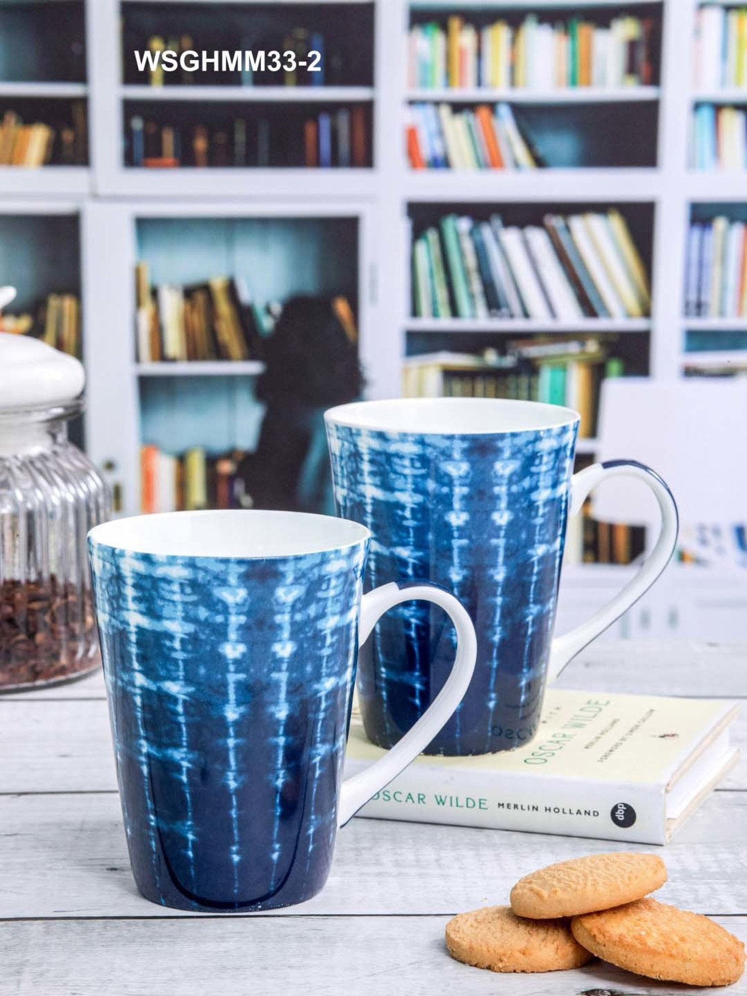 Goodhomes Blue Bone China Coffee Large Mug (0.36 L) - Set of 2
