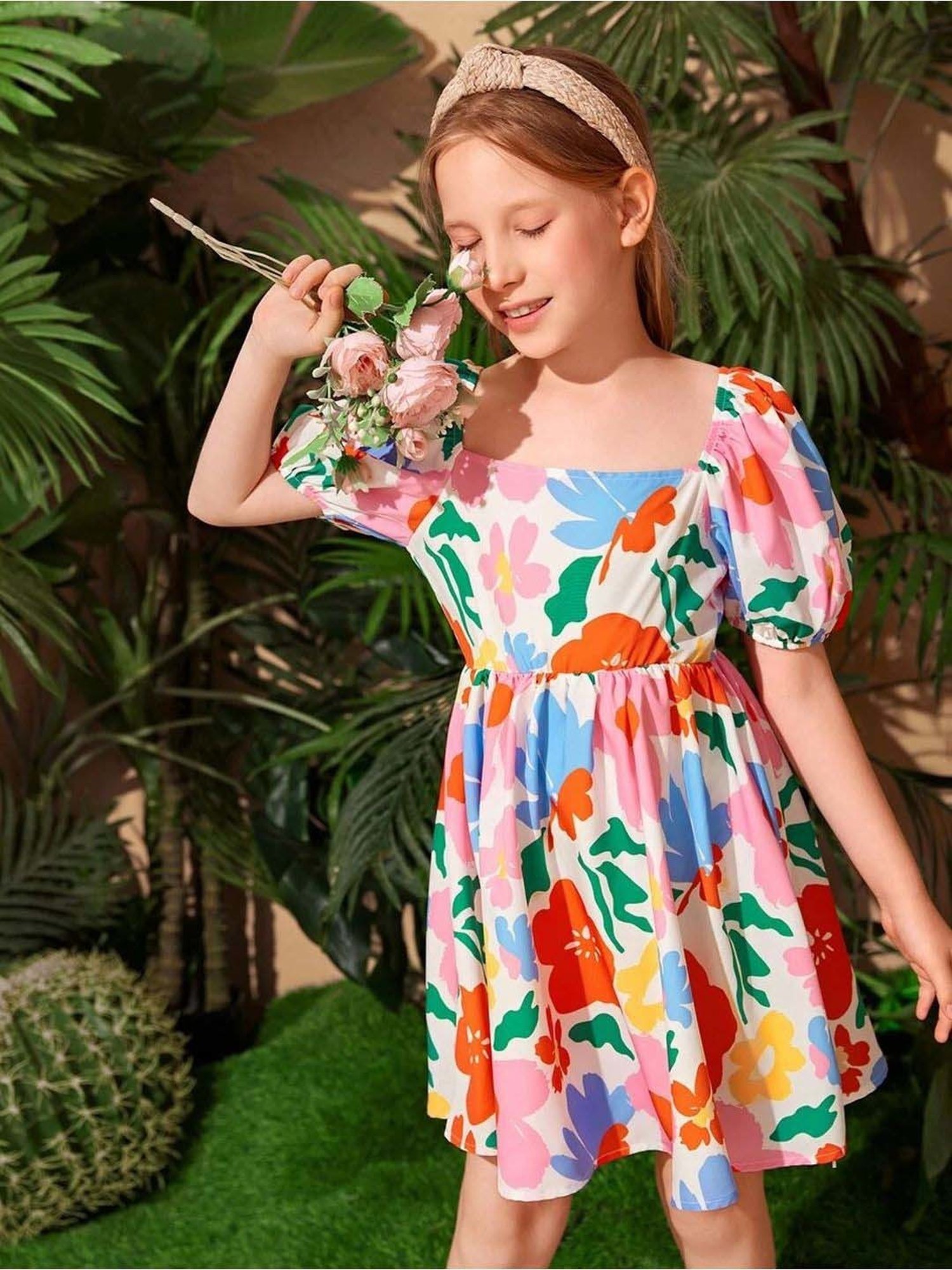 Bolly Lounge Girls Multicolor Floral Dress