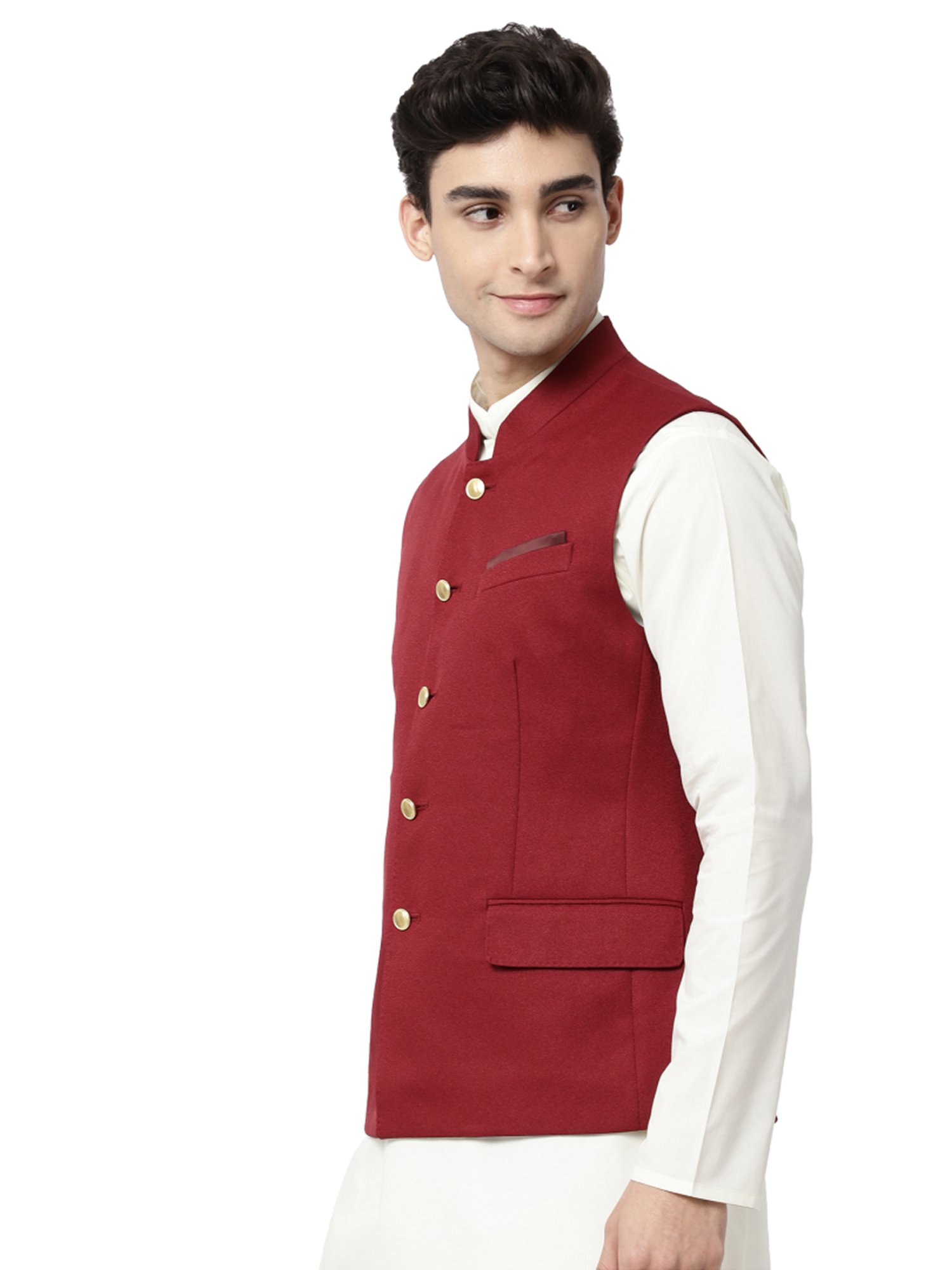 Ad By Arvind Maroon Regular Fit Nehru Jacket