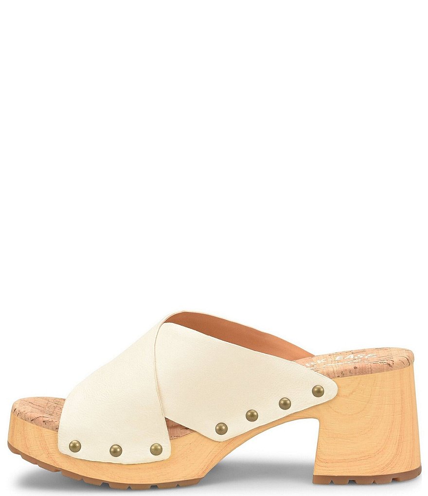 Kork-Ease Tatum Leather Wood Heel Platform Slide Sandals