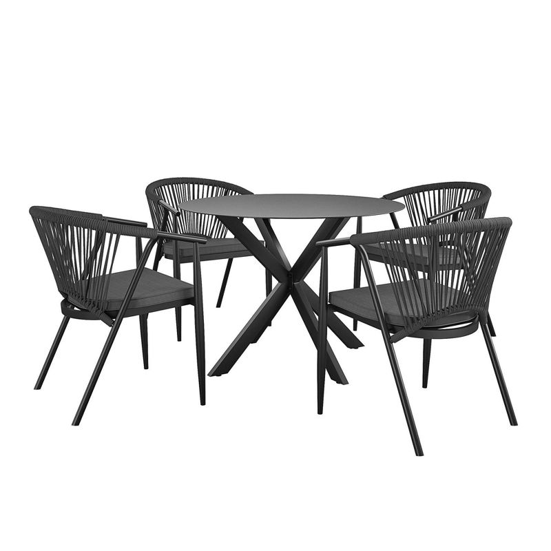 Circi 5pc Outdoor Dining Set - Black and Charcoal - CosmoLiving by Cosmoplitan