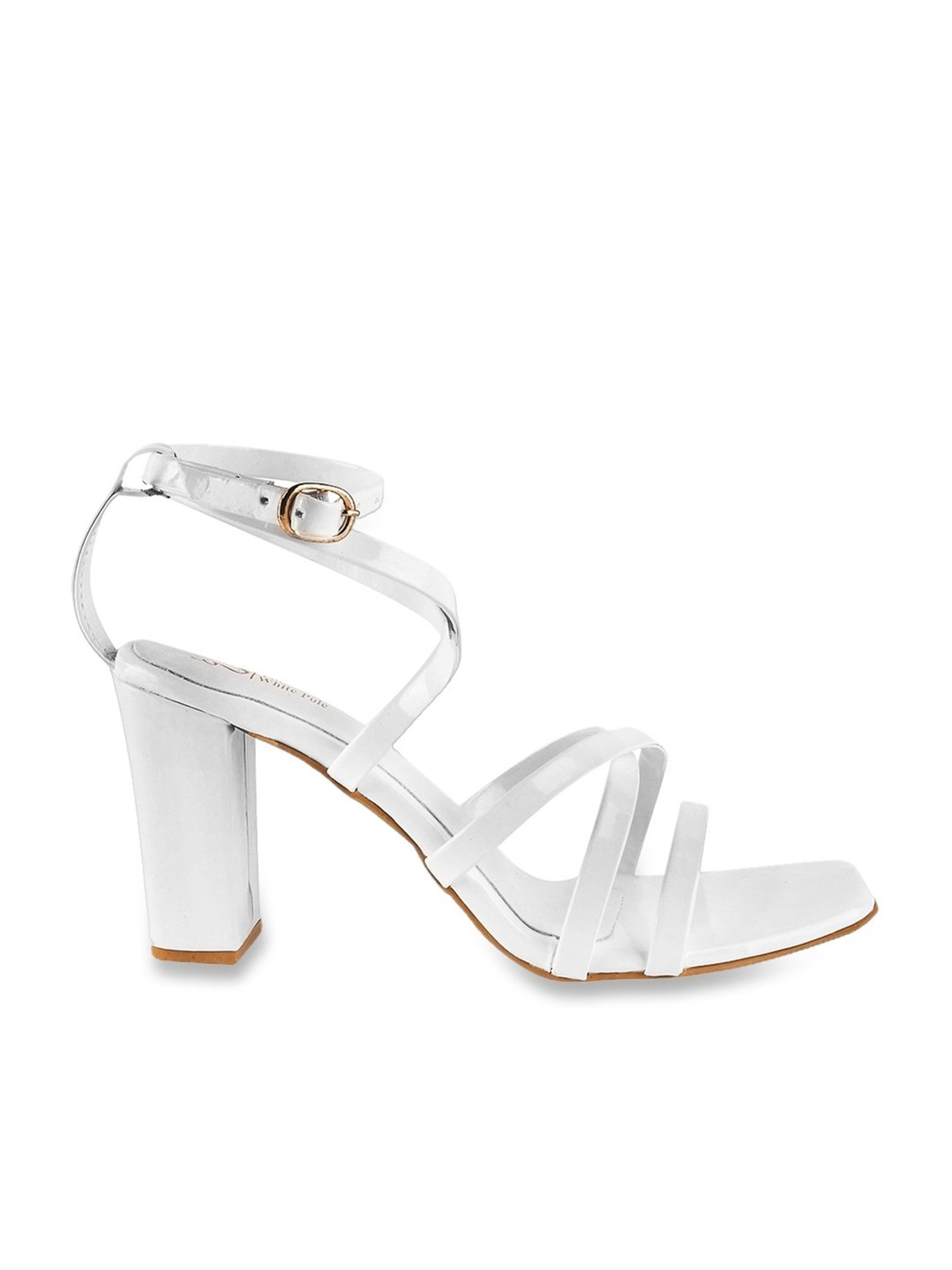 The White Pole Women's White Ankle Strap Sandals