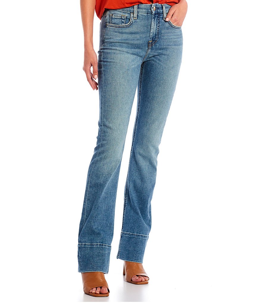 JEN7 by 7 for All Mankind Slim Fit Stretch Denim Bootcut High Hem Jeans