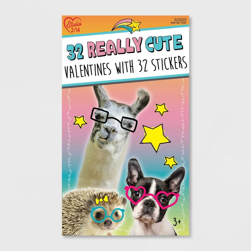 32ct Really Cute Valentines with Stickers