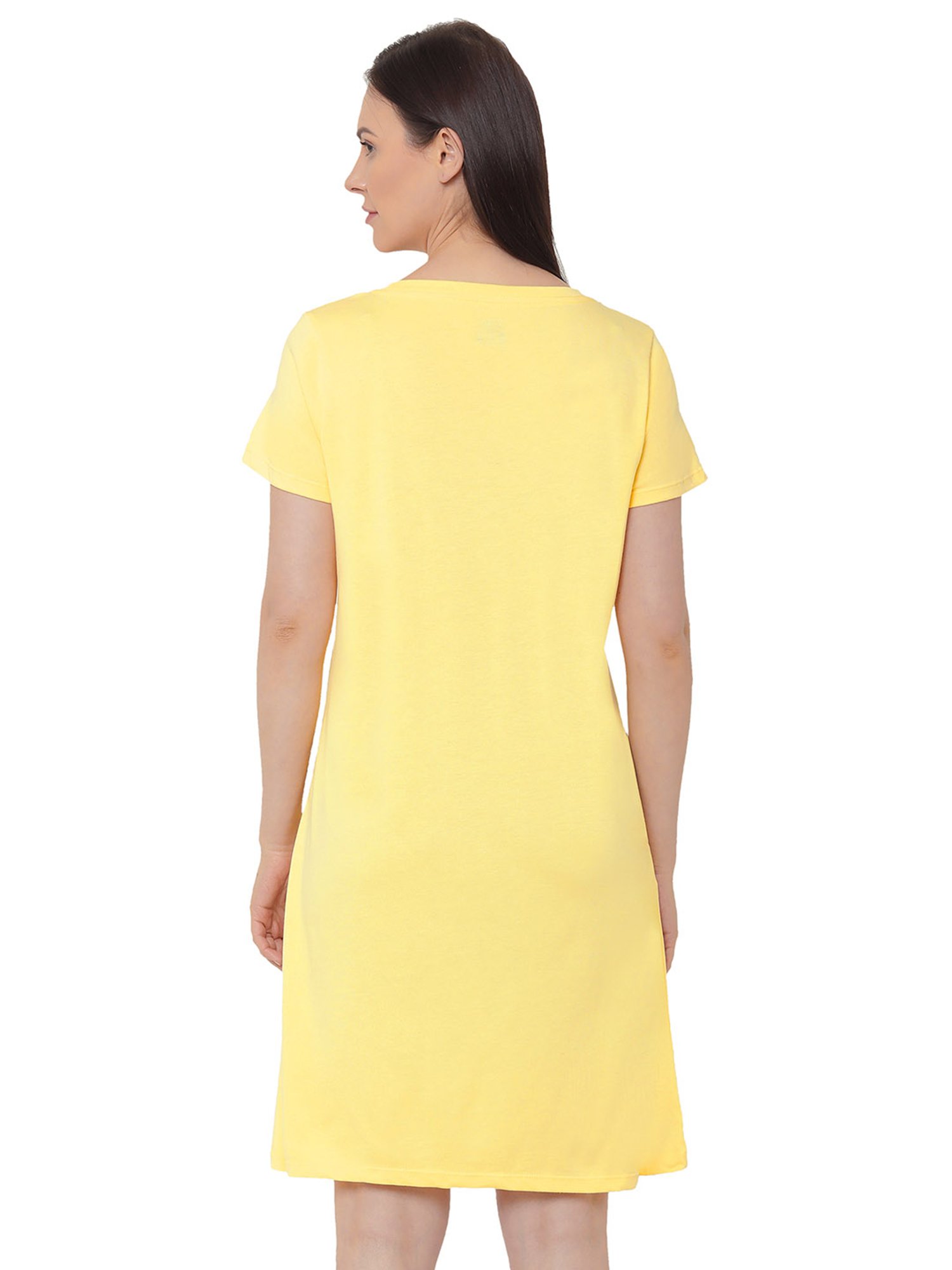 Soie  Yellow Printed Night Dress