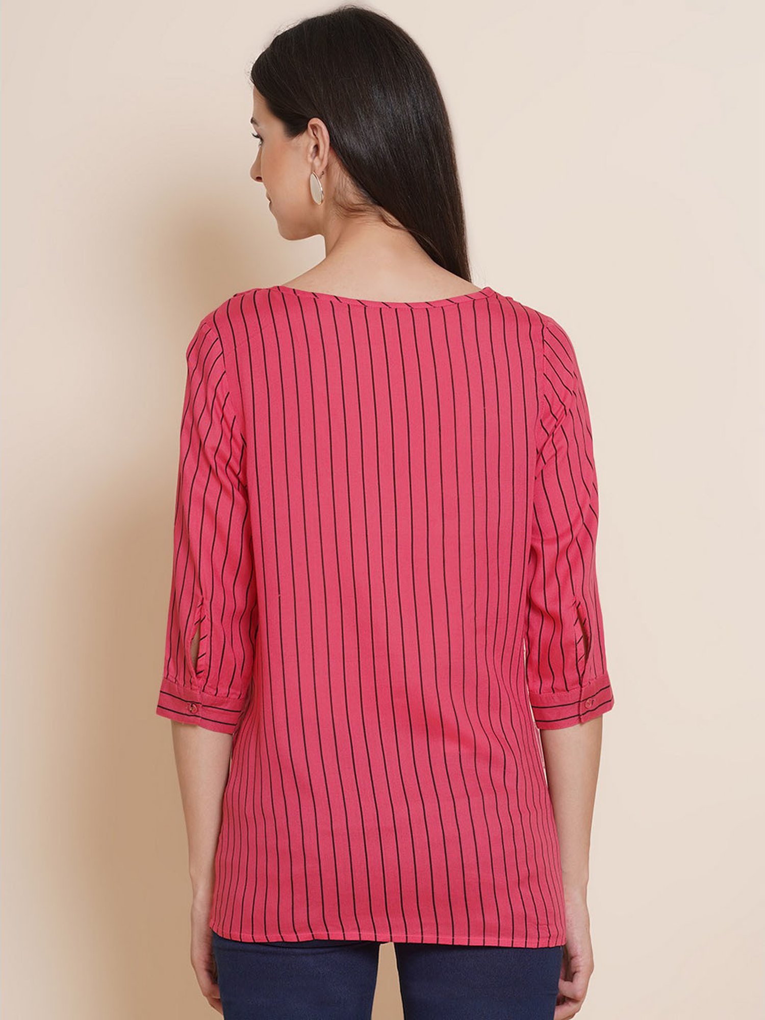 Mine4Nine Pink Striped Maternity Top