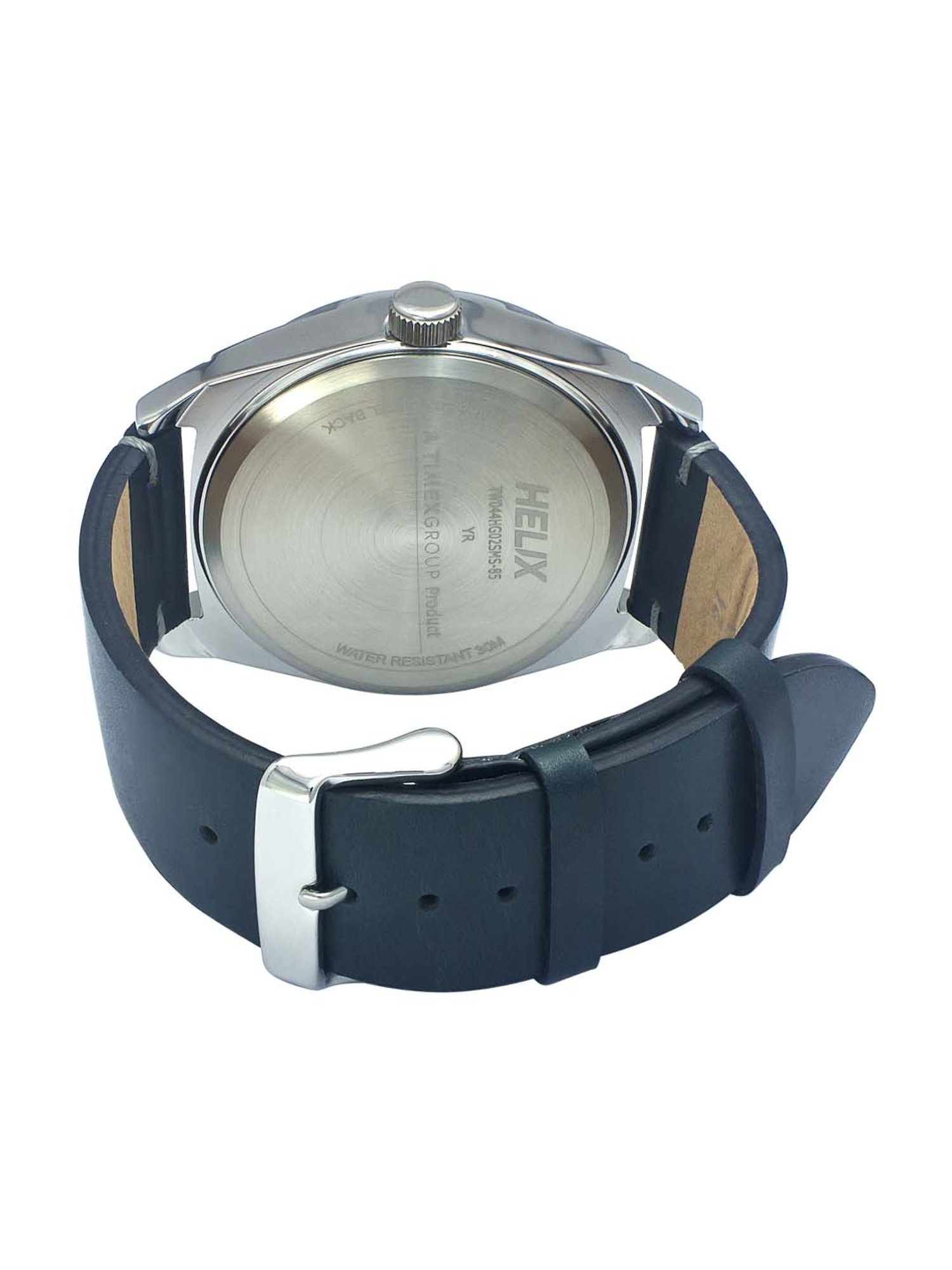 Helix By Timex Grey Round Dial Analog Leather Men Watch - TW044HG02