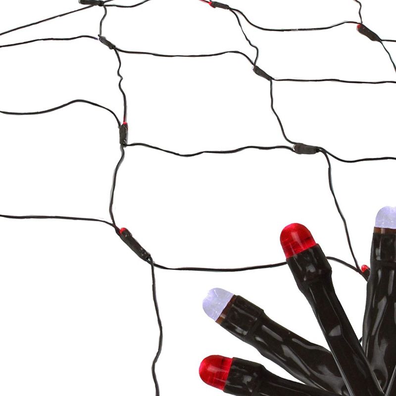 Northlight 2' x 8' Red and White Micro LED Net Style Tree Trunk Christmas Lights, Brown Wire