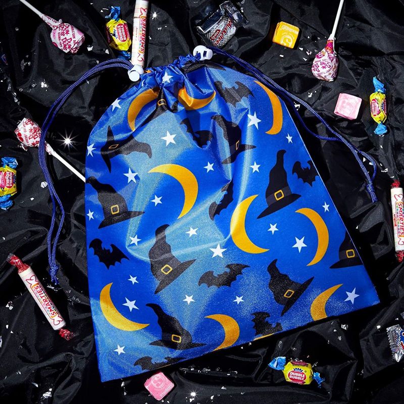 Blue Panda 12 Pack Halloween Party Favor Goody Treat Bags, Reusable with Drawstring, 12 x 10 in
