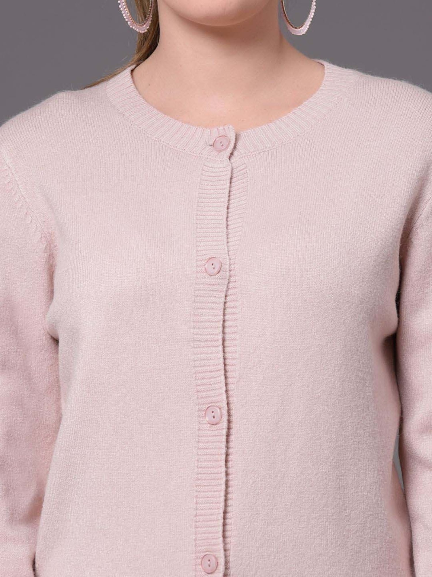 Mafadeny Pink Plain Cardigan With Slip