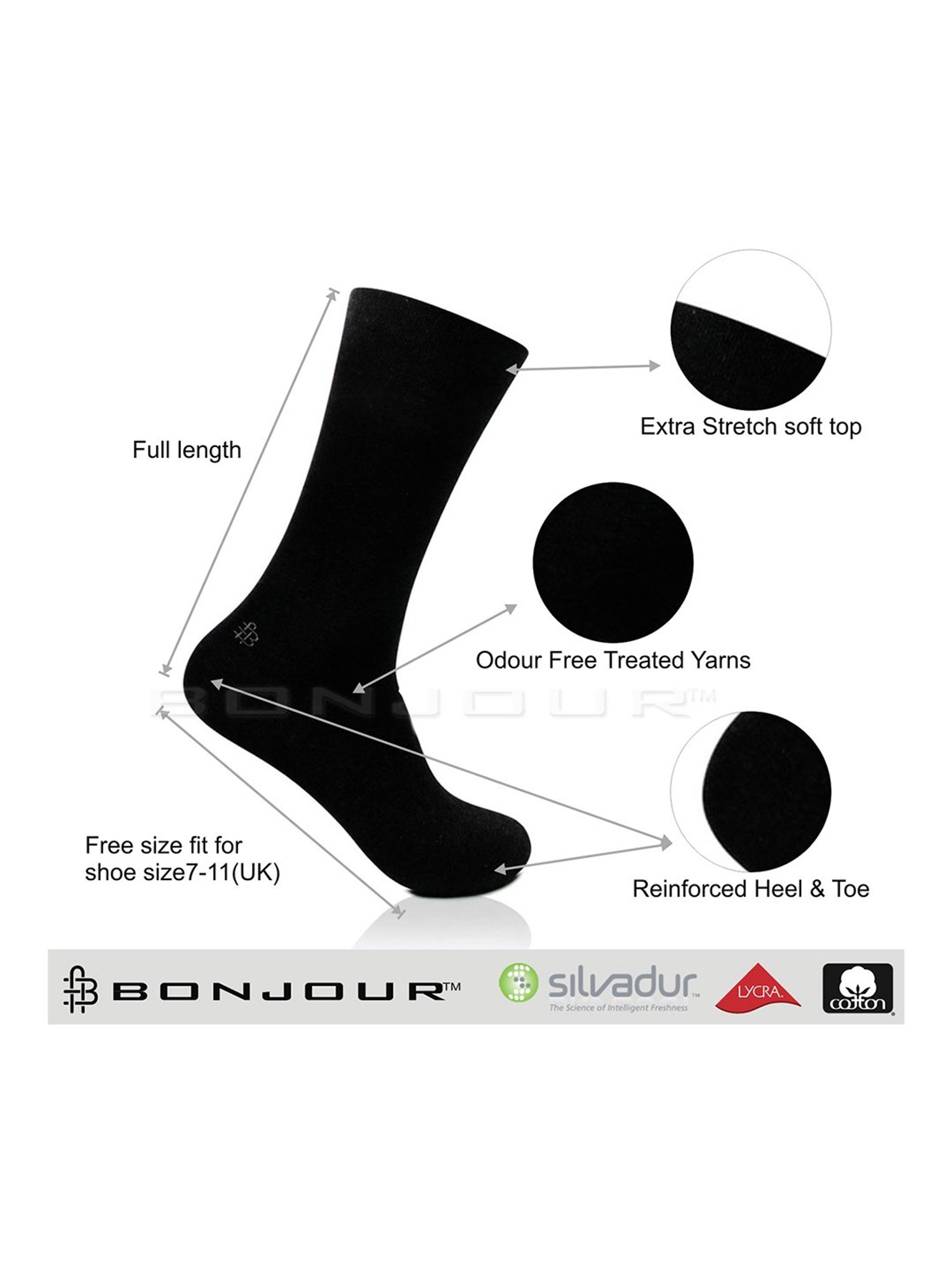 Bonjour Black Socks - Pack of 3