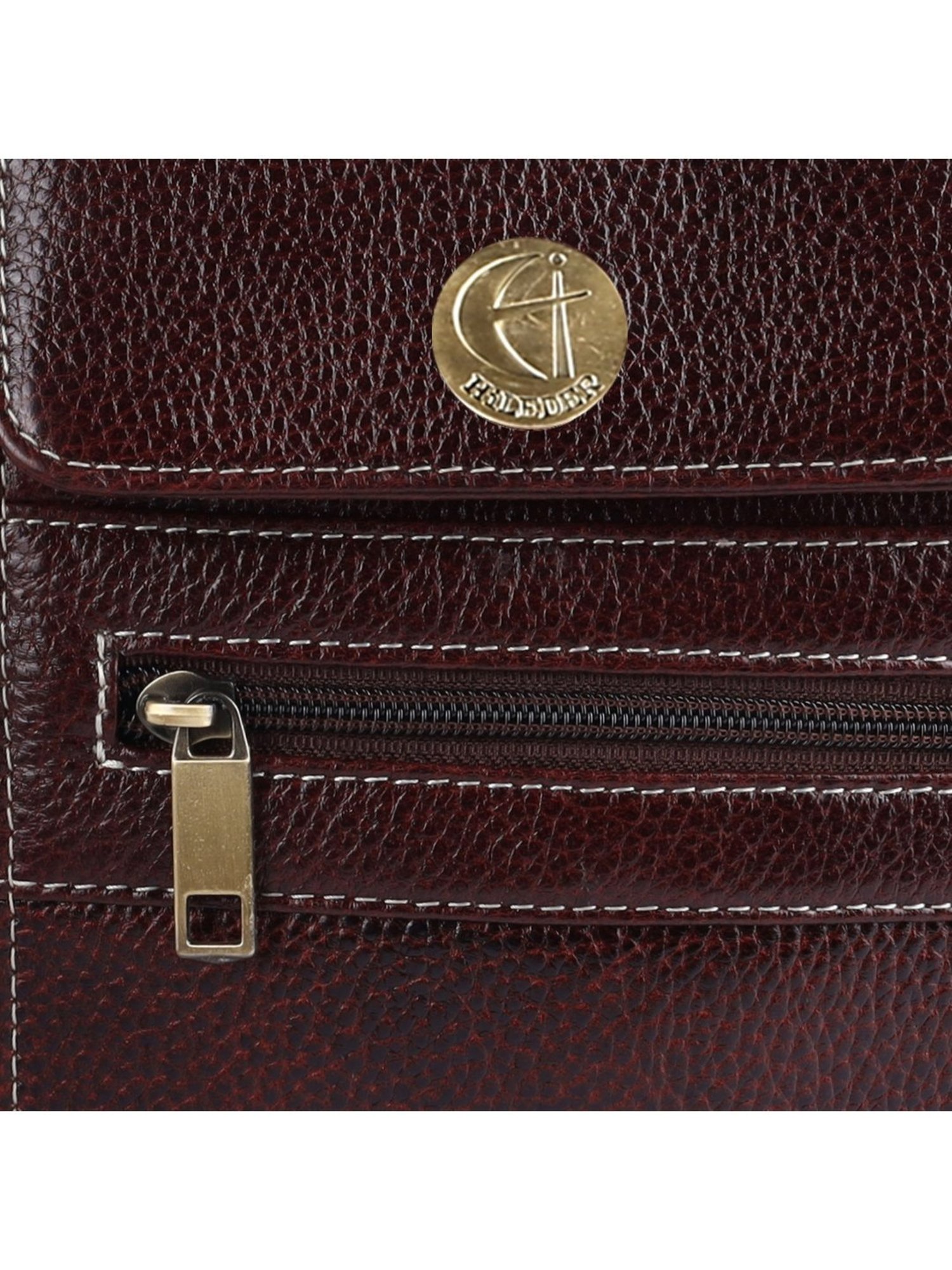 HiLEDER Brown Textured Medium Leather 8 inch Cross Body Bag