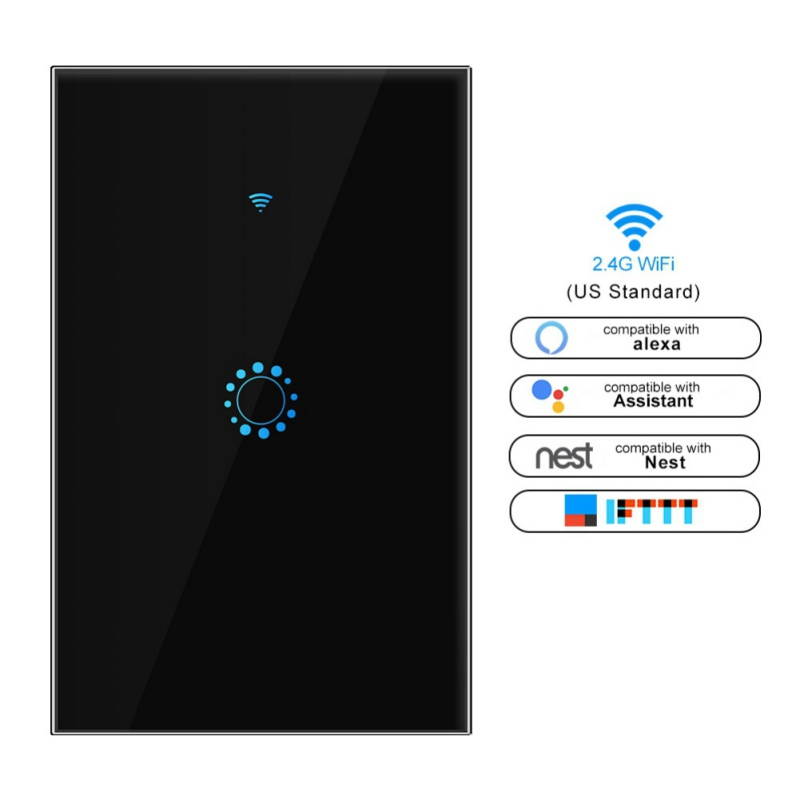 Smart Switch 3 Gang WiFi Light Switches in Tempered Glass Touch Panel by Tuya/Smart Life APP Compatibles with Alexa, Google Home and IFTTT,No Hub Required (Black)
