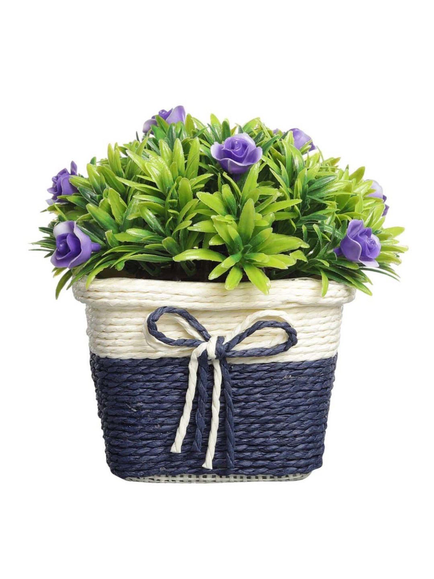 Foliyaj Multicolor Plastic Artificial Flower Plant With Pot - Set of 2