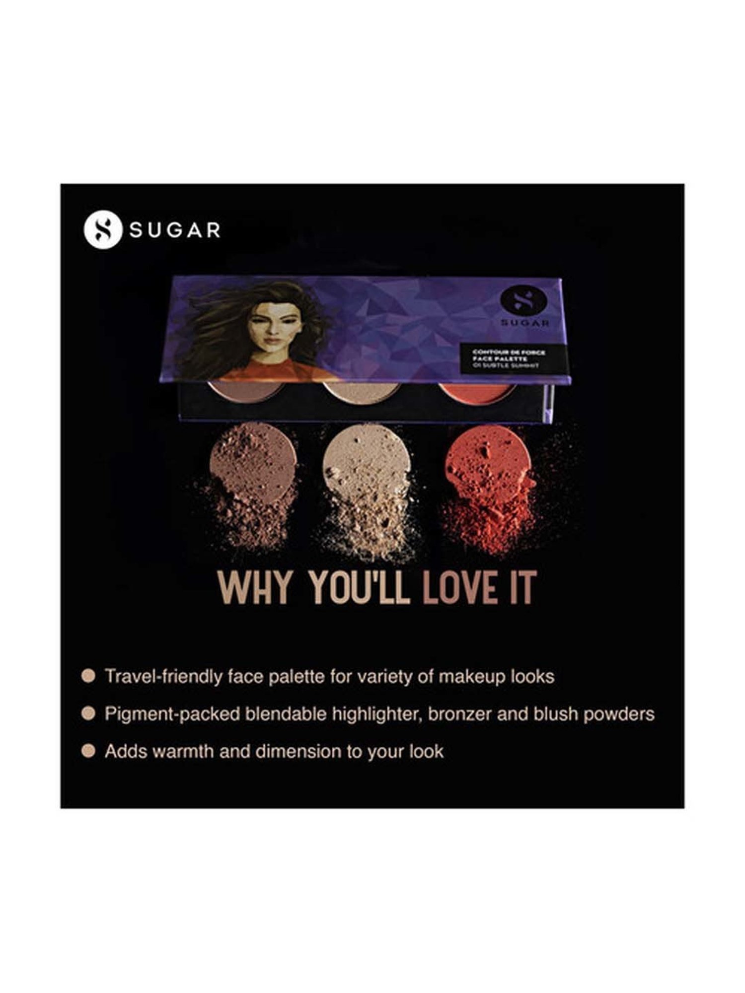 Sugar Cosmetics Contour De Force Face Palette 03 Fierce Feat - 12.5 gm