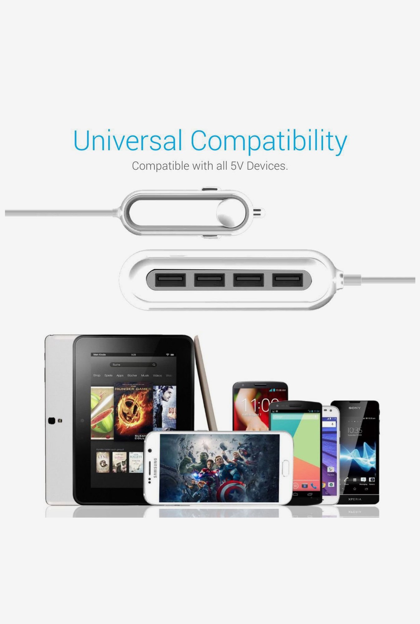 Portronics Car Power III Charger with 4 Ports (White)