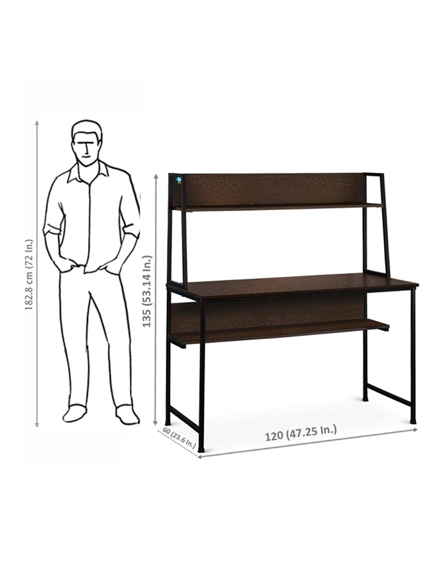 Delite Kom Ether Flowery Wenge Black Metal Free Standing Study Table