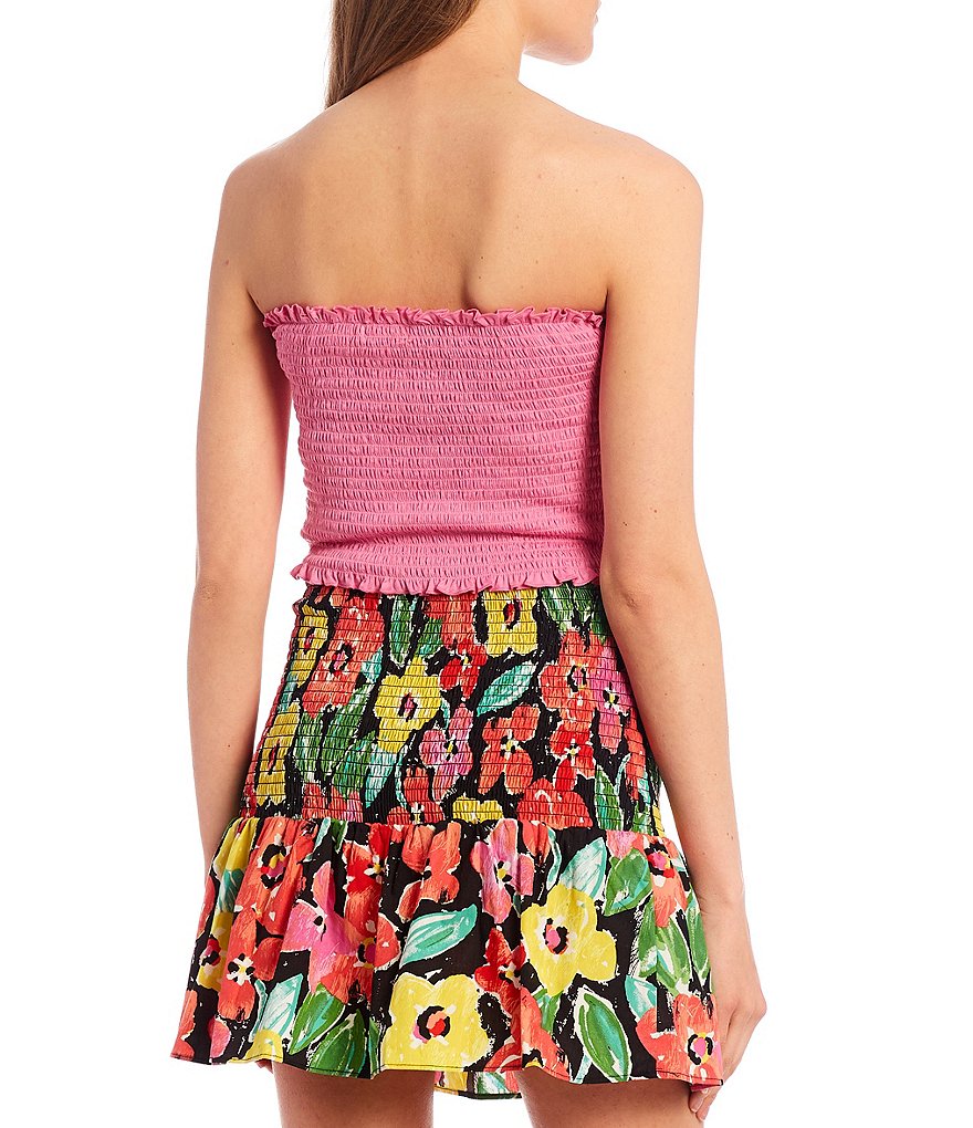 June & Hudson Floral Asymmetrical Button Front Tank Top