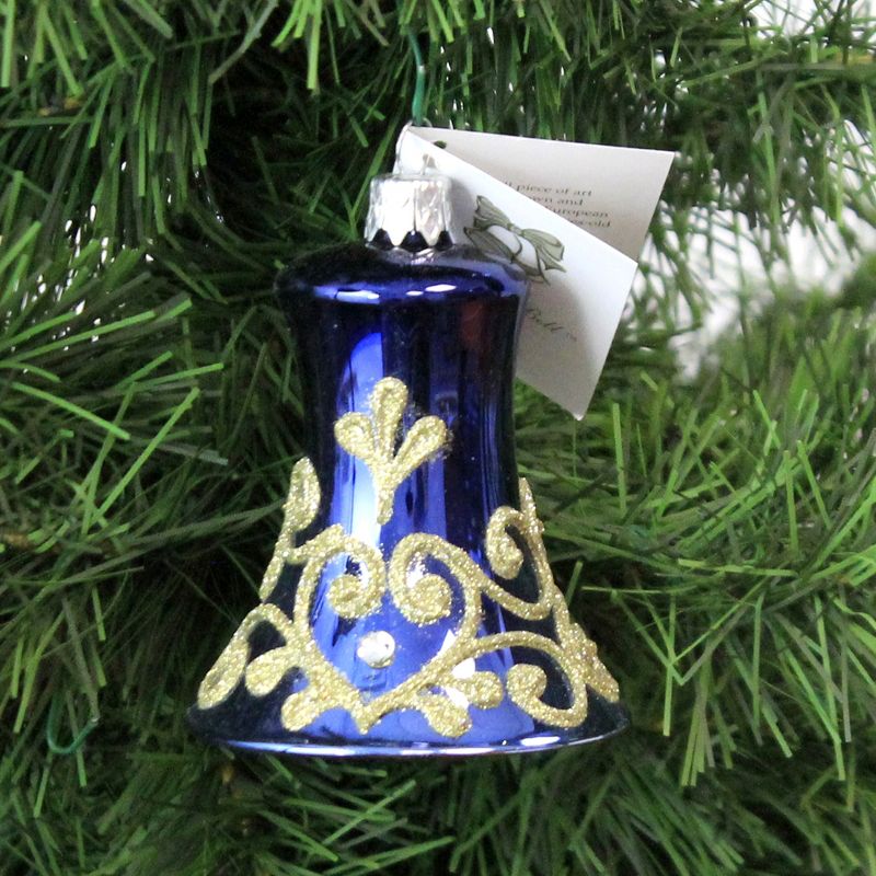 Golden Bell Collection 3.0" Midnight Blue Bell Czech Republic  Christmas  -  Tree Ornaments