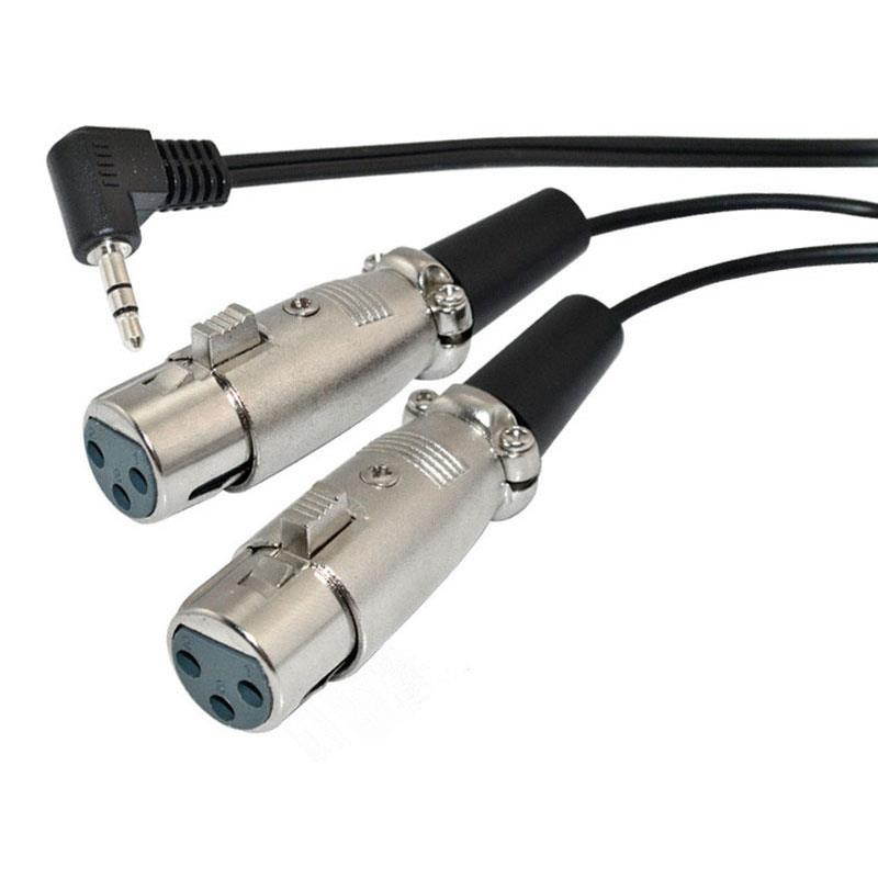 Right Angle 3.5mm Mini Stereo Male to 2 XLR Female Breakout Y-Cable