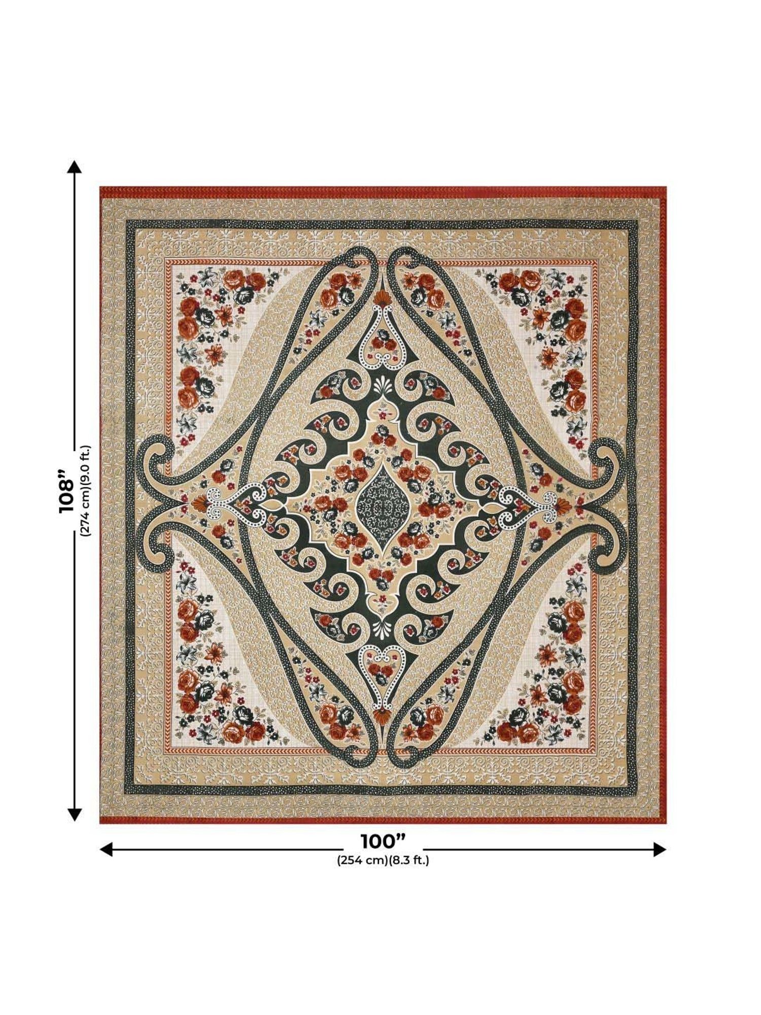 JaipurFabric Brown & Green 240 TC 100% Cotton Fresh Delight Double Bedsheet with 2 Pillow Covers