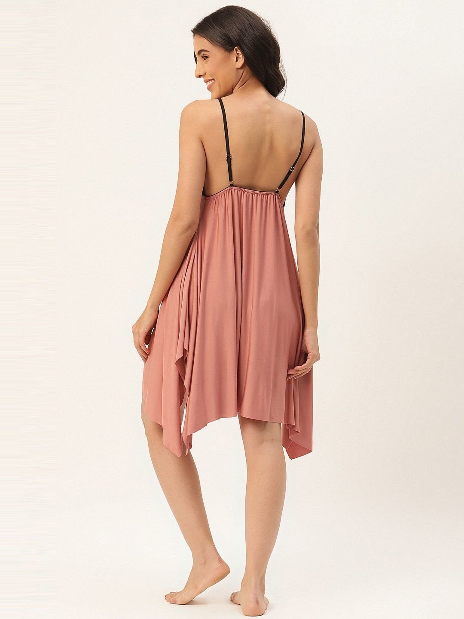 Ms.Lingies Brown Lace Work Nighty