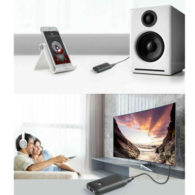 2in1 Bluetooth 5.0 Transmitter & Receiver Wireless Audio Adapter Aux 3.5mm Audio Player for TV, Home Stereo, Smartphone, PC
