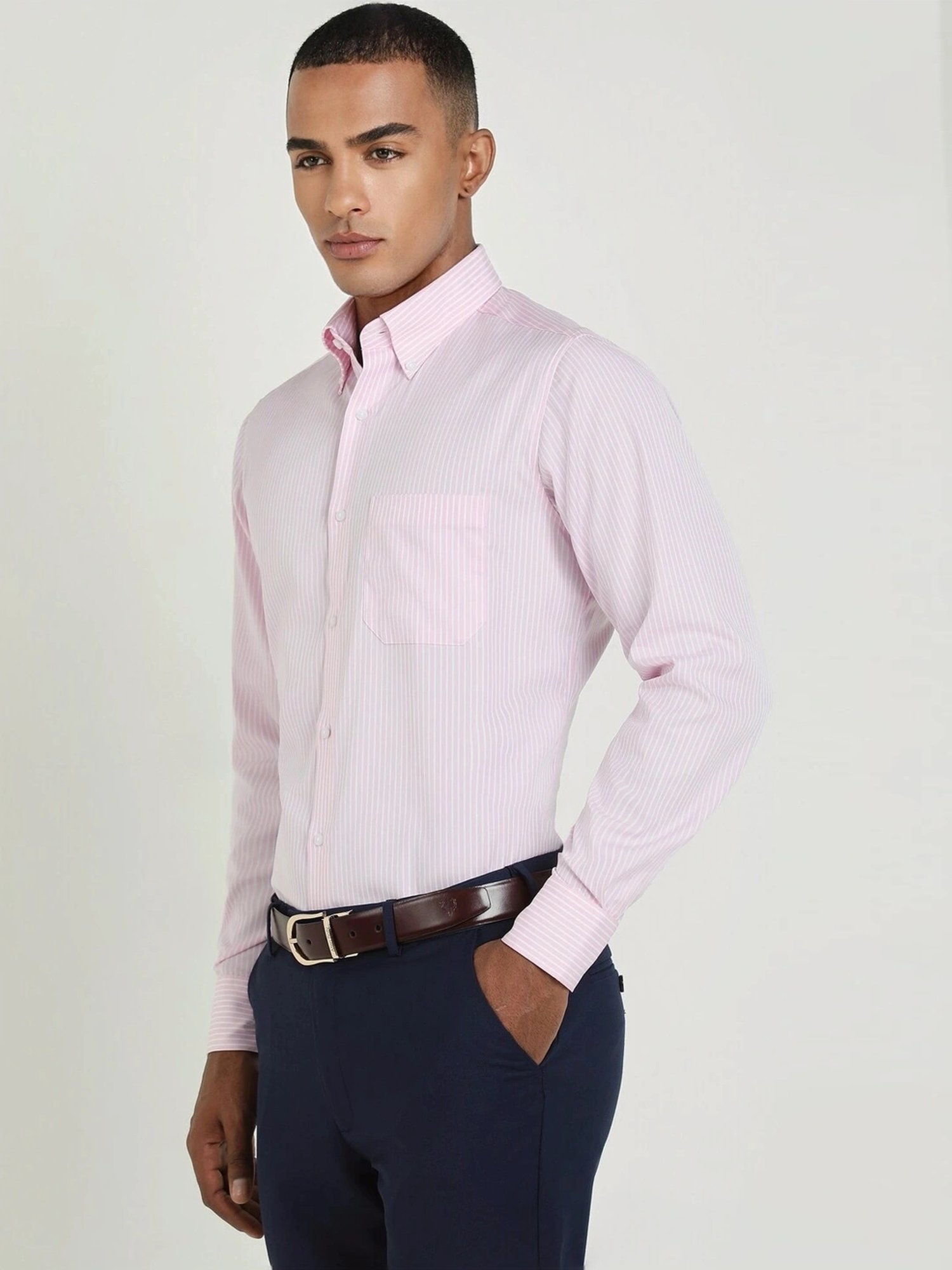 Sojanya Blue Cotton Regular Fit Self Pattern Shirt