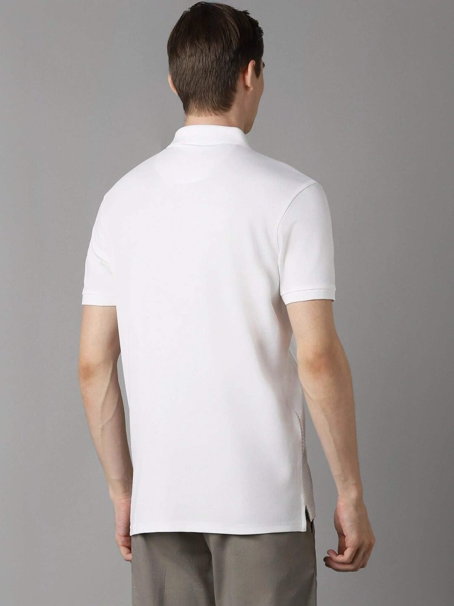 Louis Philippe White Regular Fit Printed Polo T-Shirt