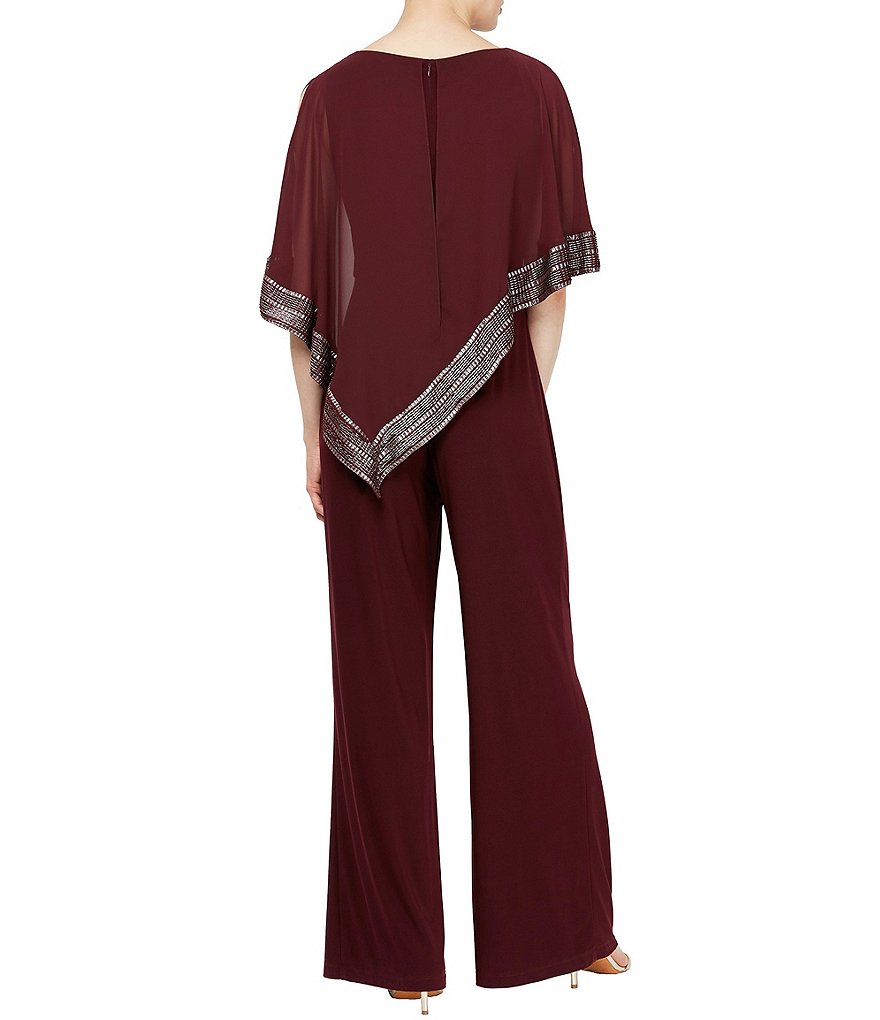 Tahari ASL Sequin Long Sleeve Crepe Jumpsuit