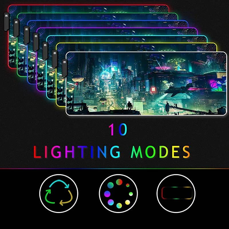 Led Gaming Mouse Pad Oversized Glowing Mat Colorful Soft Mat for Mice Computer Keyboard with NonSlip Rubber Base WaterResistant