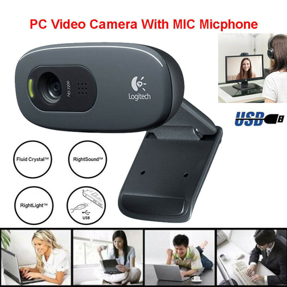(4 Pack)New Original Logitech C270 HD Video Chat 720P Webcam Built-in Micphone Web Camera for Computer laptop PC Web Chat Camera