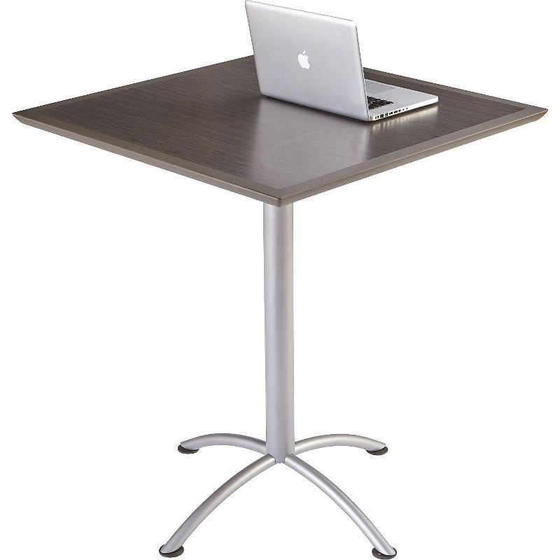 Iceberg Urethane Breakroom Table, Gray Walnut w/Silver Base, 42"H x 36"W x36"D 69854