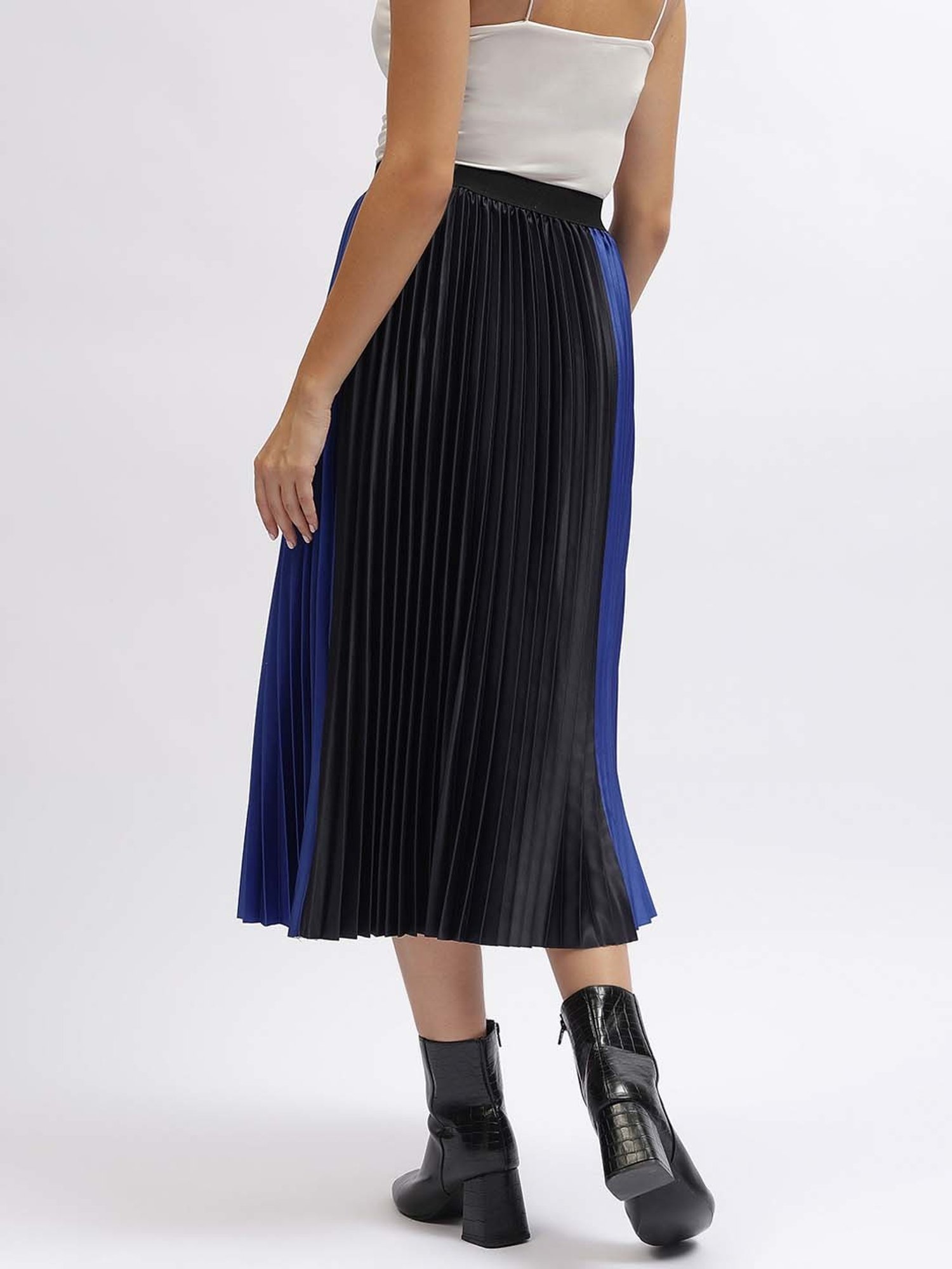 Elle Blue Color-Block A-Line Skirt