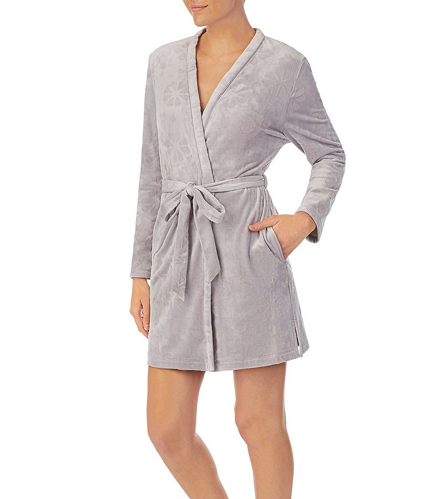 Lauren Ralph Lauren Paisley Print Satin Short Wrap Robe