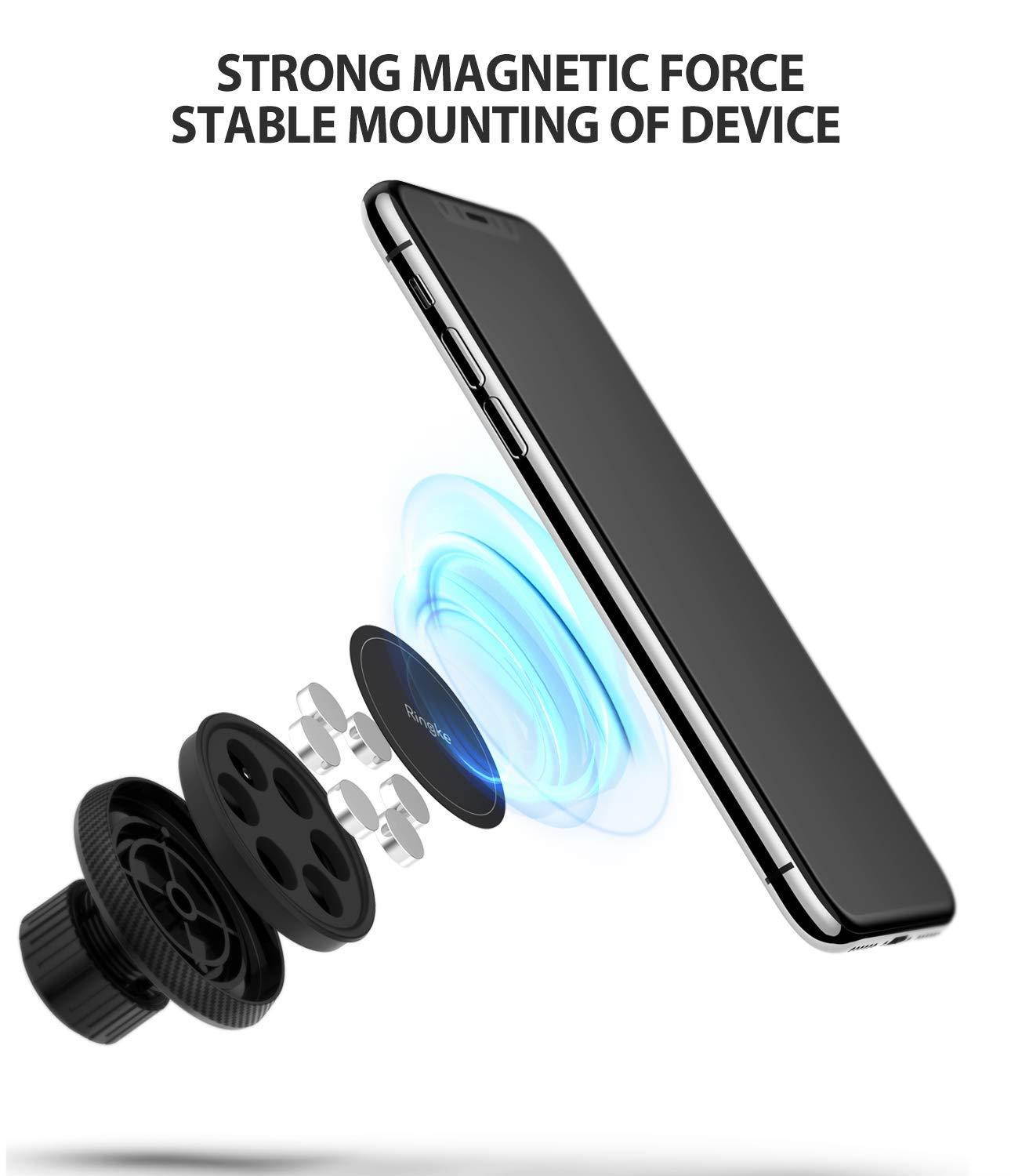 Ringke 2 in 1 CD Slot Car Mount for Smartphone, Tablet Other Handheld Devices Premium Adjustable Universal Phone Grip Strong Magnet Clip Holder