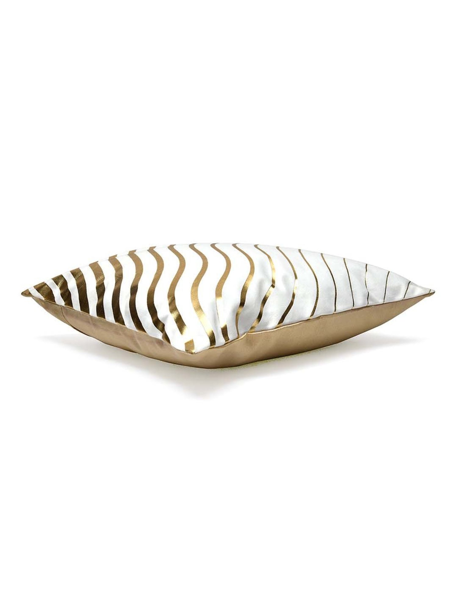 @home Nilkamal Off White & Gold Polyester Cushion Cover