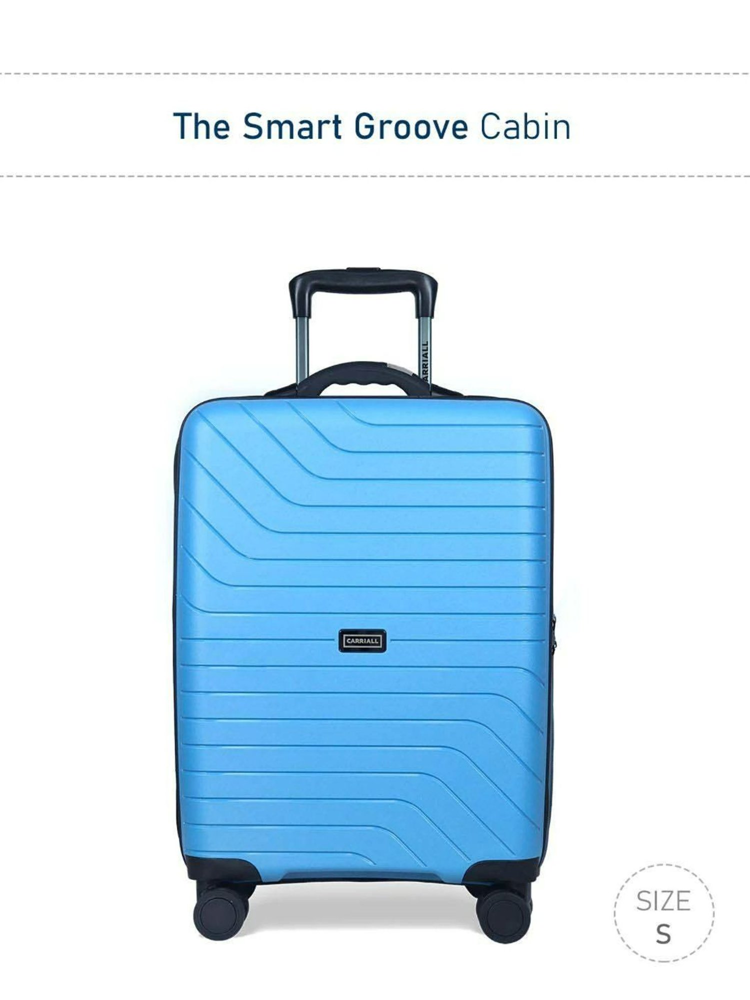 Carriall Groove Blue Striped Hard Cabin Trolley Bag - 55 cm