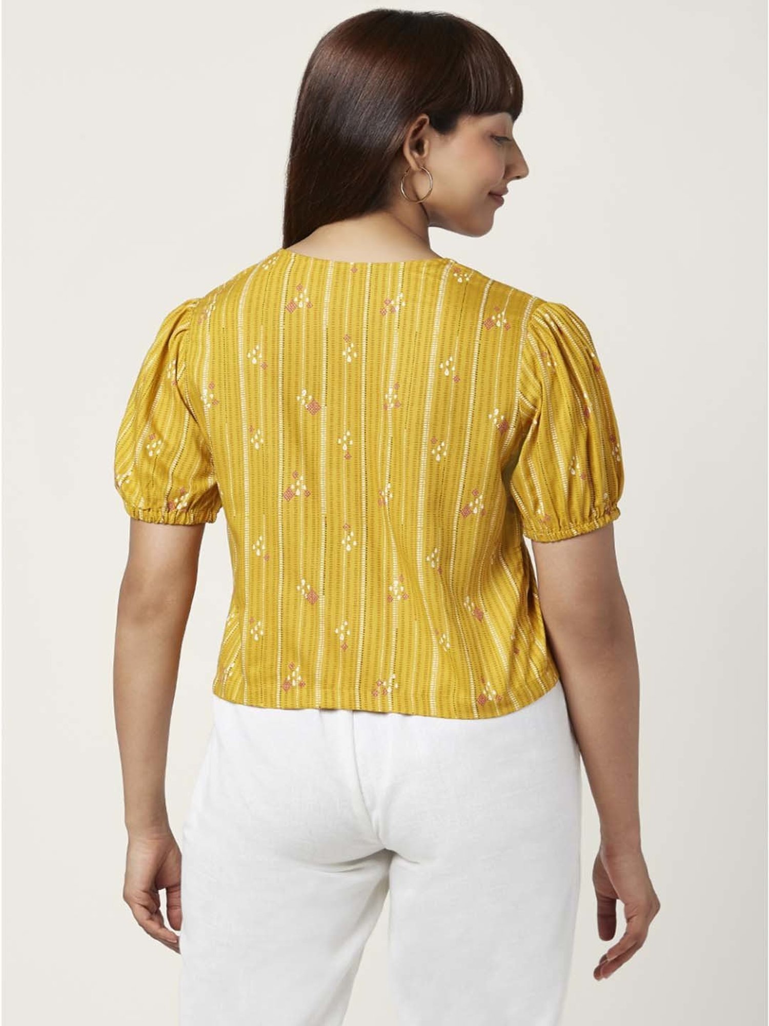 Akkriti by Pantaloons Mustard Printed Top