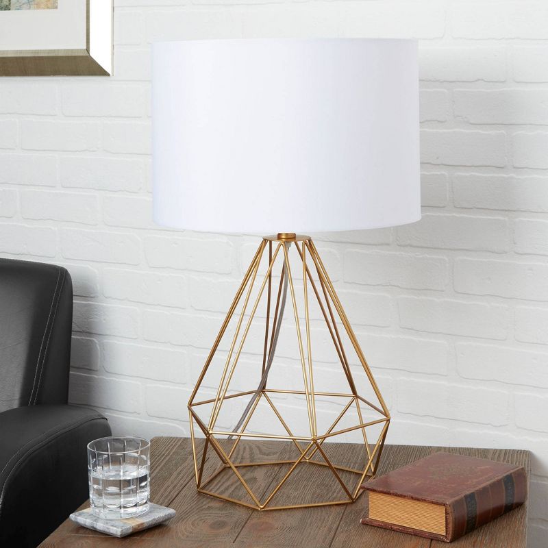 10" Celeste Wire Prism Silverwood Table Lamp (Includes CFL Light Bulb) Gold - Decor Therapy