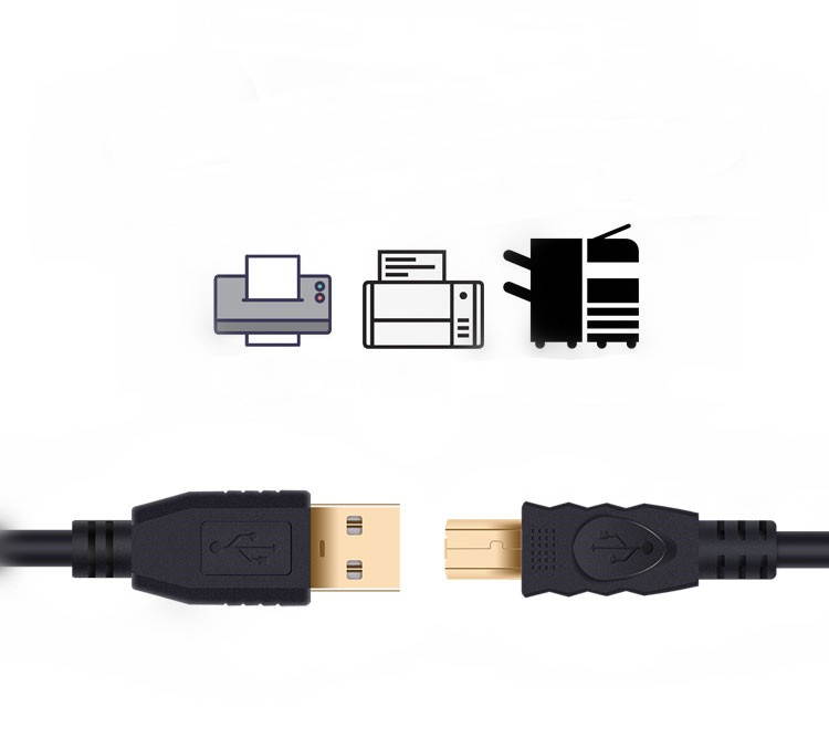 Tekit 24K Gold plated USB 2.0 Cable - A-Male to B-Male,USB 2.0 A Male to B Male Cable with Ferrite Black 28/24# AWG, 16.4ft/5m