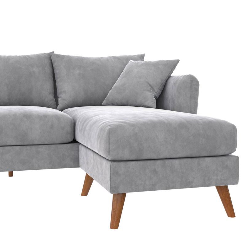 Magnolia Velvet Pillow Back Sectional Light Gray - Novogratz