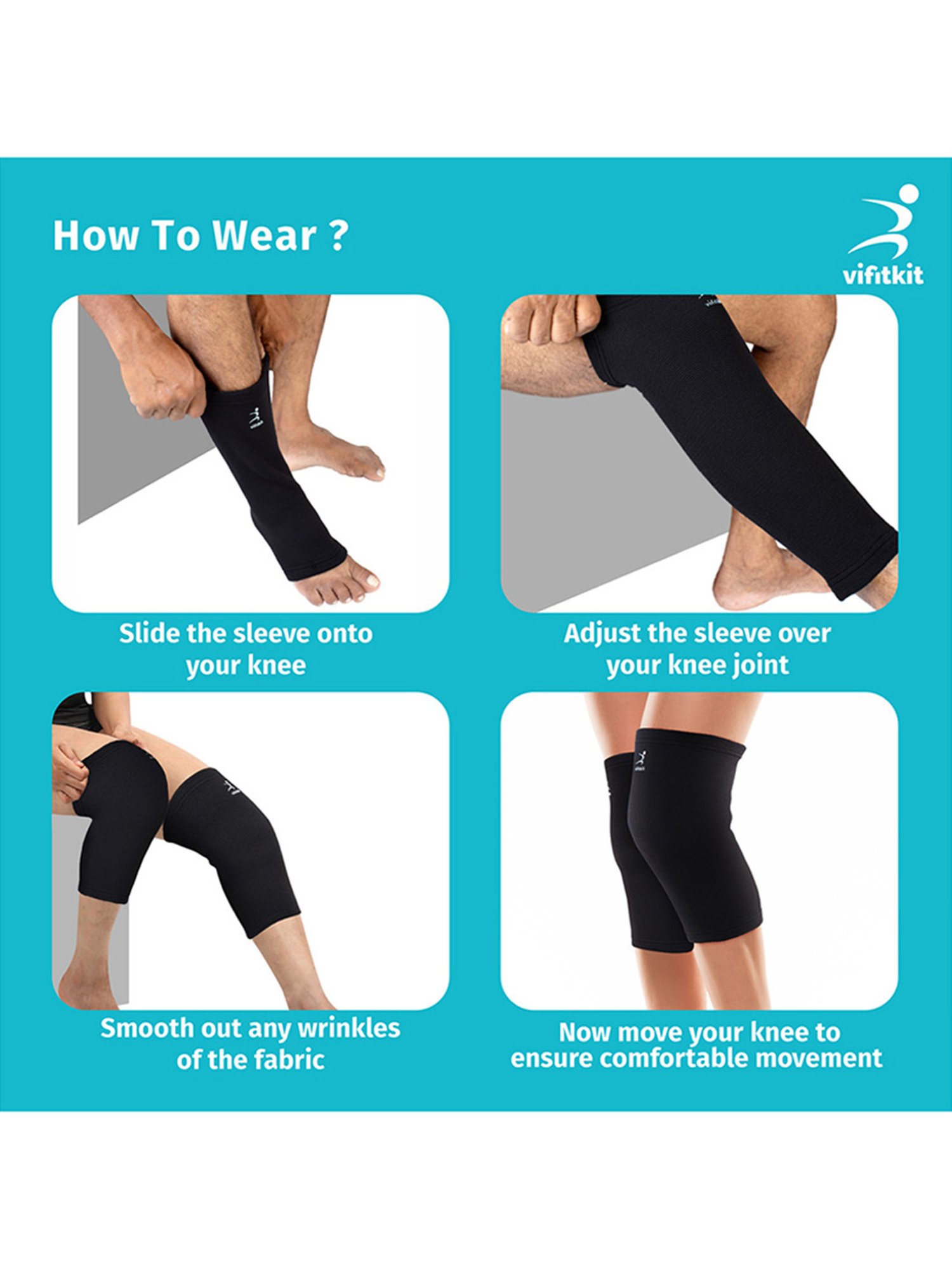 Vifitkit Knee Support for Men and Women (Black) Size - Medium